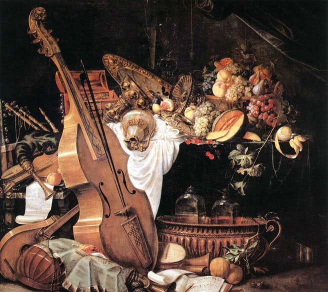 Cornelis de Heem Vanitas Still-Life with Musical Instruments after 1661